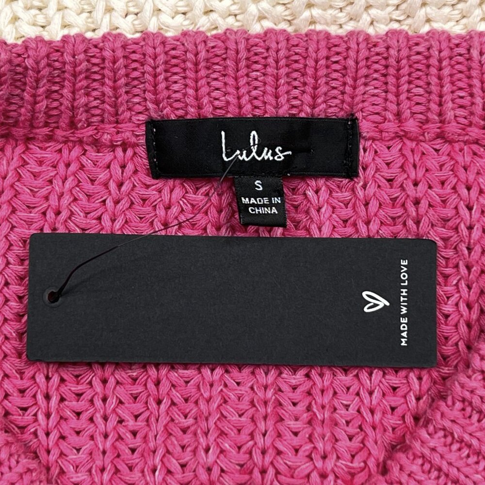 Lulus Autumn Leaves Pink Multi Chevron Stripe Knit Sweater Size S‎ - NWT - Picture 5 of 7